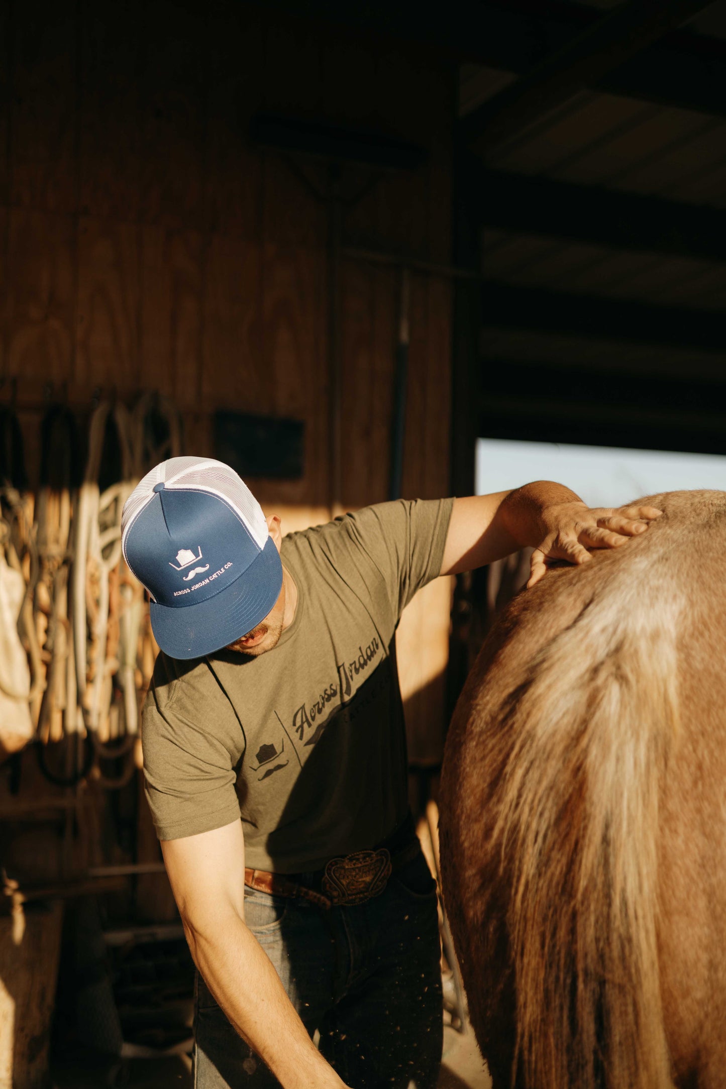 Blue and White Trucker Embroidery Hat