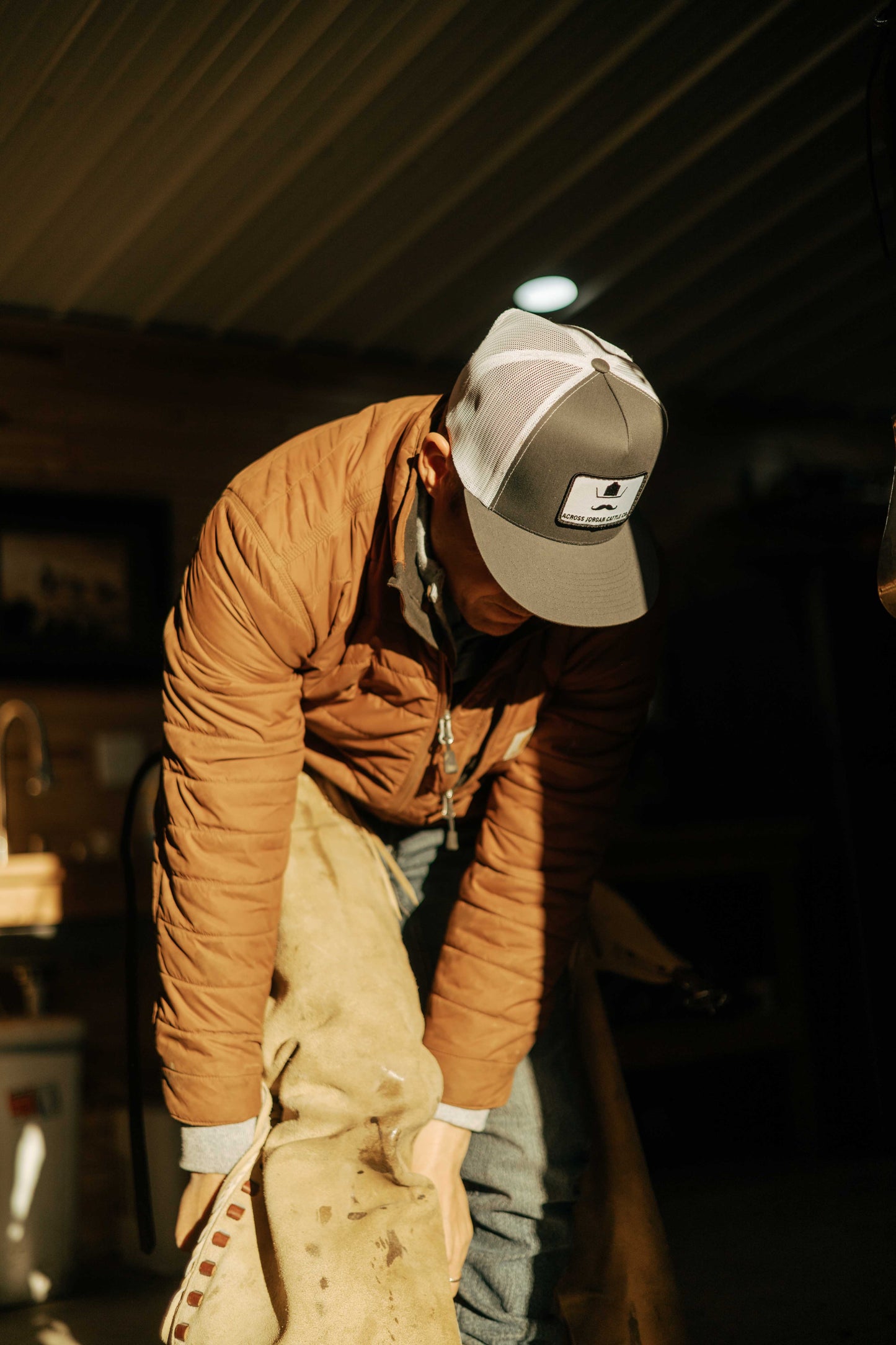 Gray and White Patch Hat