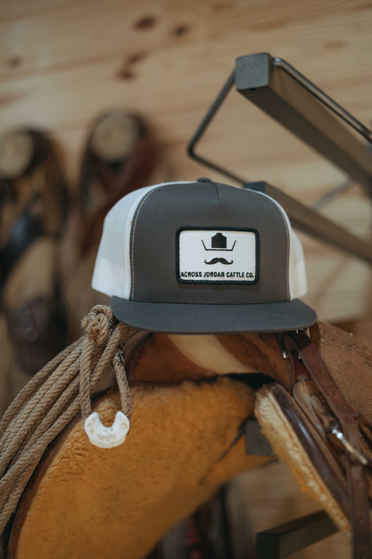 Gray and White Patch Hat